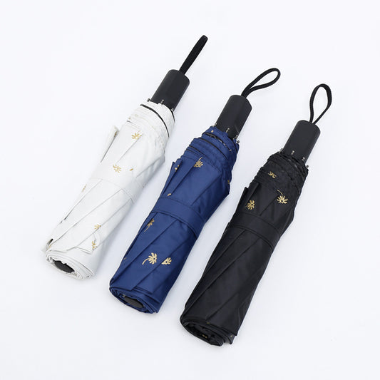 Fashion Leaves Pattern Folding Anti-UV Rain Sun Waterproof Parasol Umbrella