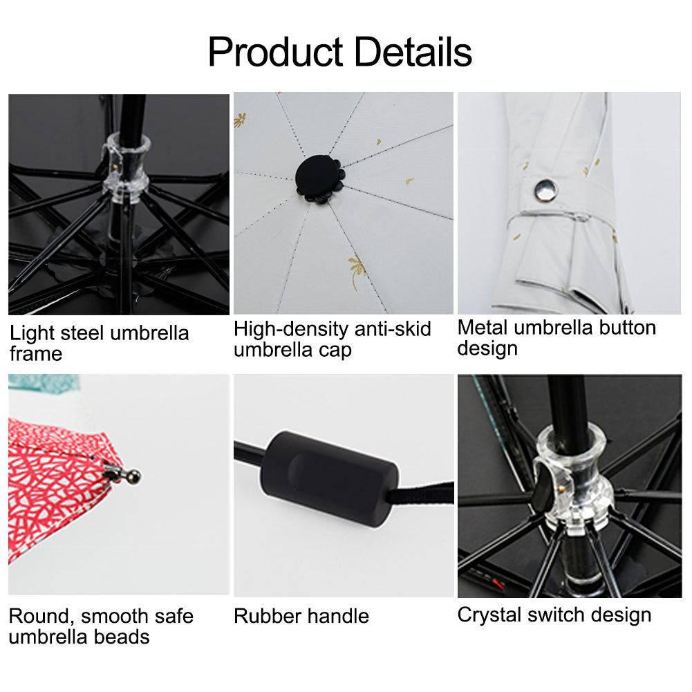 Fashion Leaves Pattern Folding Anti-UV Rain Sun Waterproof Parasol Umbrella