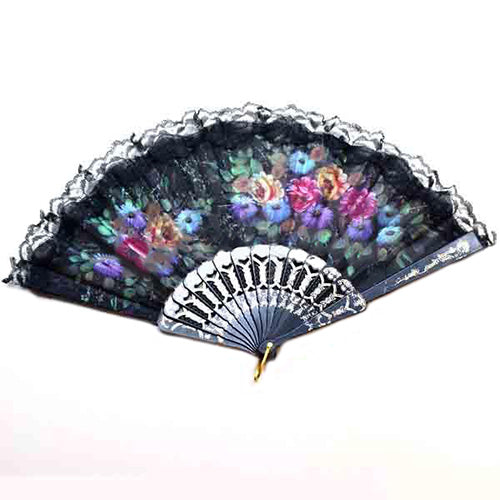 Spanish Flower Floral Fabric Lace Folding Hand Dancing Wedding Party Decor Fan