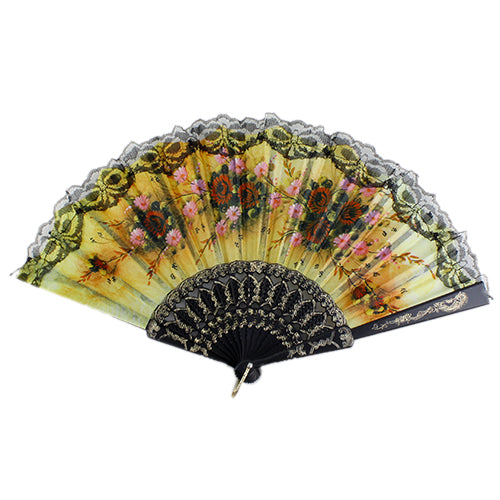 Spanish Flower Floral Fabric Lace Folding Hand Dancing Wedding Party Decor Fan