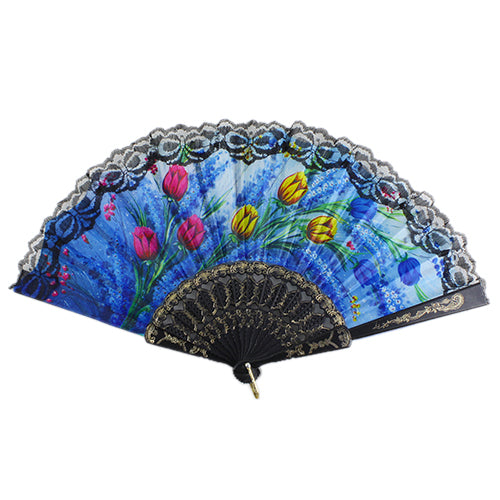 Spanish Flower Floral Fabric Lace Folding Hand Dancing Wedding Party Decor Fan