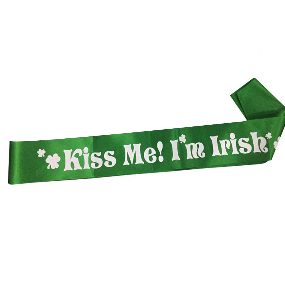 3Pcs ST Patrick Day Clover Stockings Sleevelets Letter Print Sash Accessories
