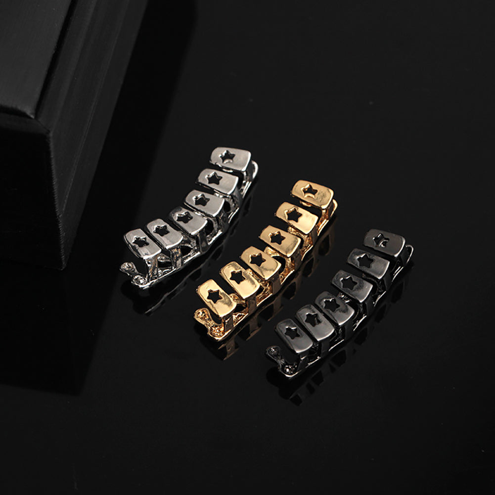 Fashion Unisex Star Braces Hip Hop Dental Clip Metal Top Hollow Dental Grills