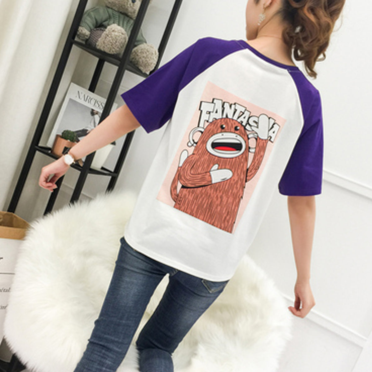 Reality beat 2019 new cotton loose short-sleeve print T-shirt women's spelling T-shirt