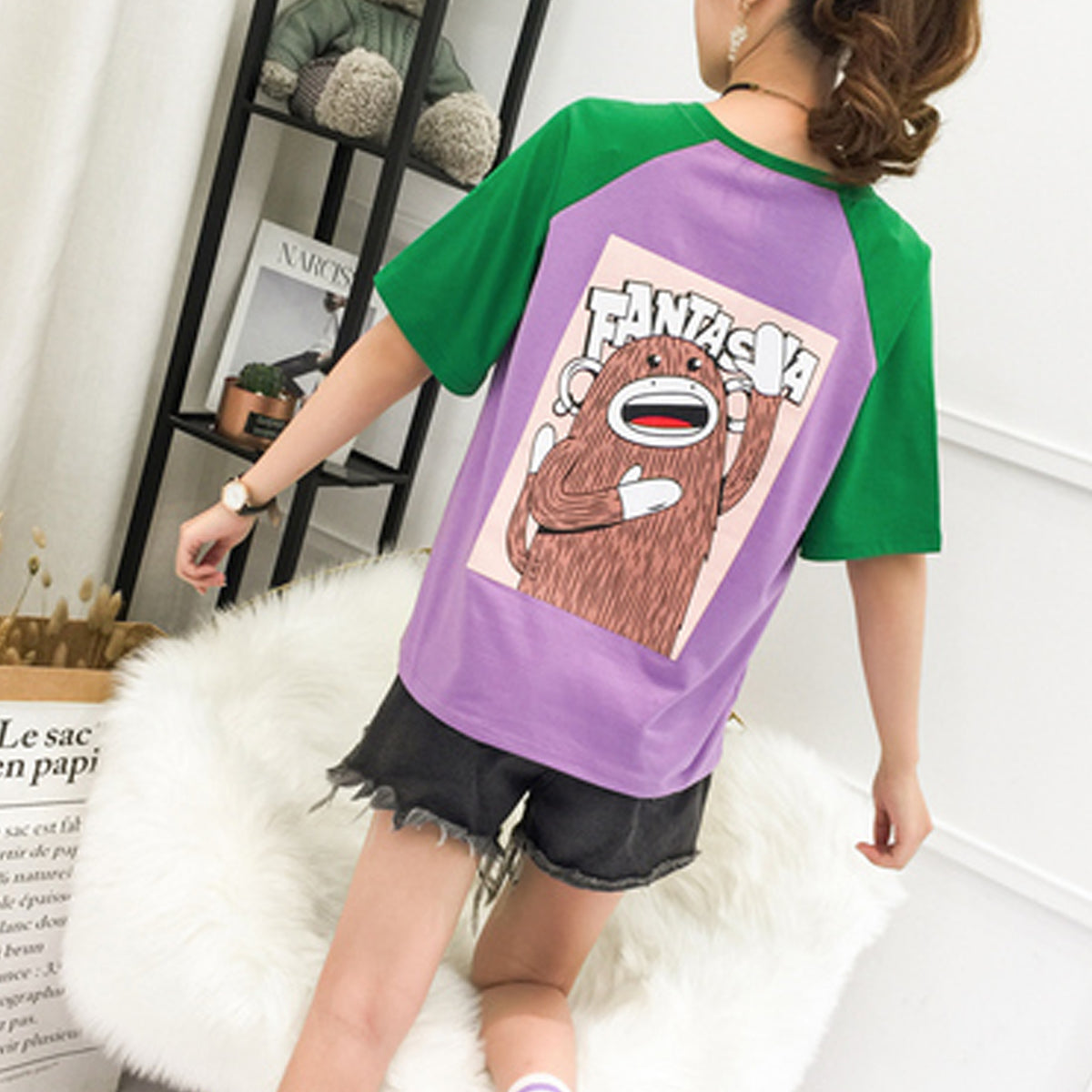 Reality beat 2019 new cotton loose short-sleeve print T-shirt women's spelling T-shirt