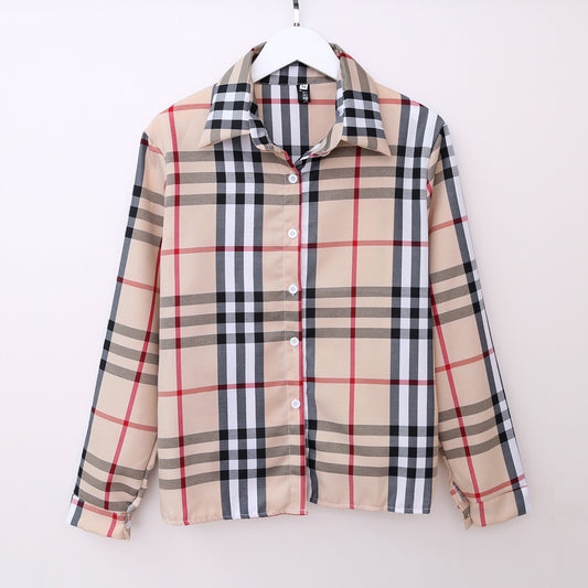 Cotton plaid shirt large size bottoming shirt