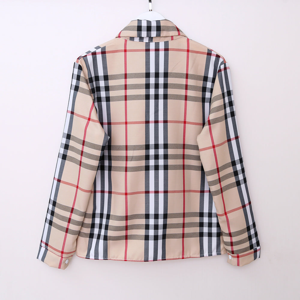 Cotton plaid shirt large size bottoming shirt