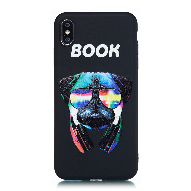 For iPhone XS Case Back Cover Soft TPU Matte Painting Owl Feather formula Color dog Boxing Cat Easy bear