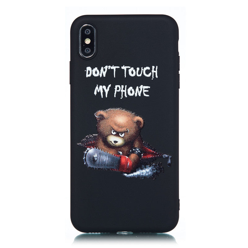 For iPhone XS Case Back Cover Soft TPU Matte Painting Owl Feather formula Color dog Boxing Cat Easy bear