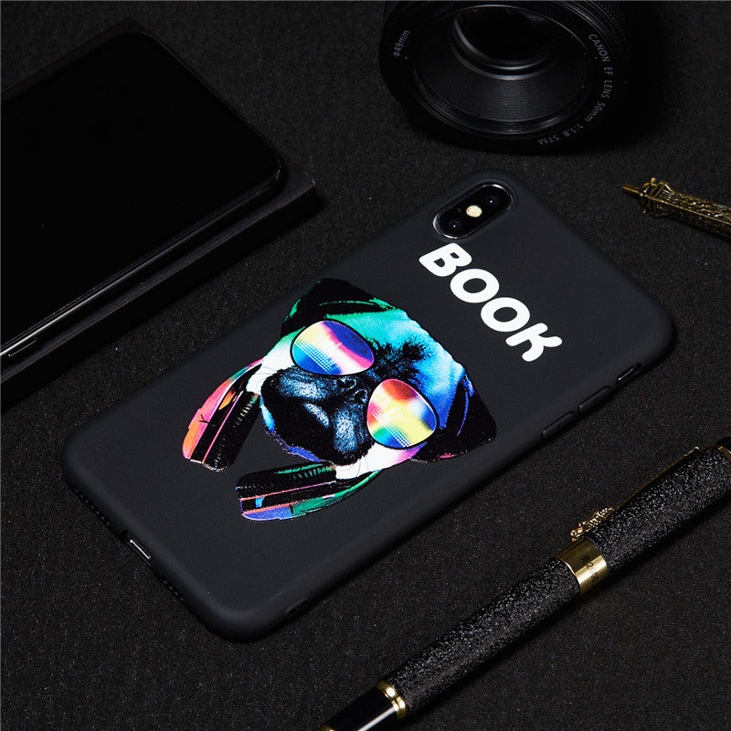 For iPhone XS Case Back Cover Soft TPU Matte Painting Owl Feather formula Color dog Boxing Cat Easy bear