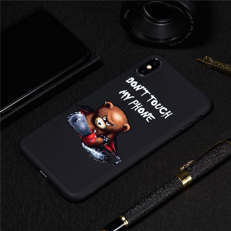 For iPhone XS Case Back Cover Soft TPU Matte Painting Owl Feather formula Color dog Boxing Cat Easy bear