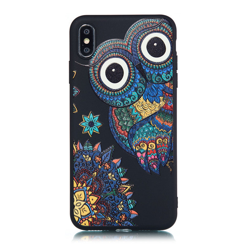 For iPhone XS Case Back Cover Soft TPU Matte Painting Owl Feather formula Color dog Boxing Cat Easy bear