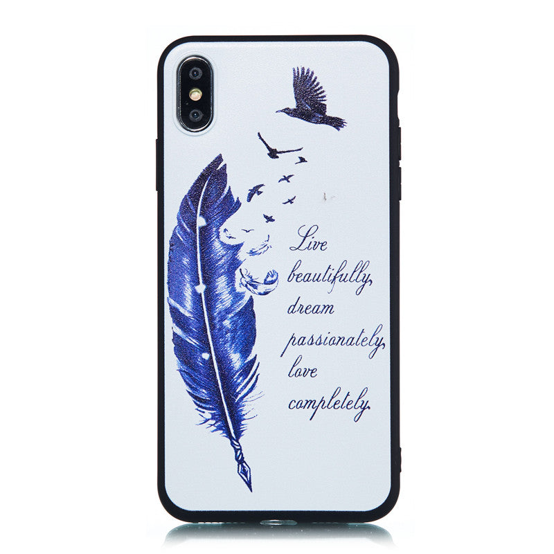For iPhone XS Case Back Cover Soft TPU Matte Painting Owl Feather formula Color dog Boxing Cat Easy bear