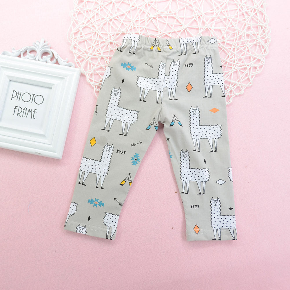 3Pcs Baby Kids Cartoon Alpaca Pattern Long Sleeve Pullover Pants Beanie Outfits