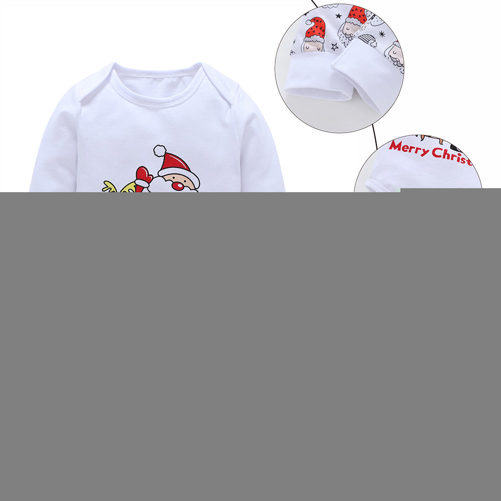 Christmas Santa Infant Baby Long Sleeve Romper Pants Hat Headband Outfit Set