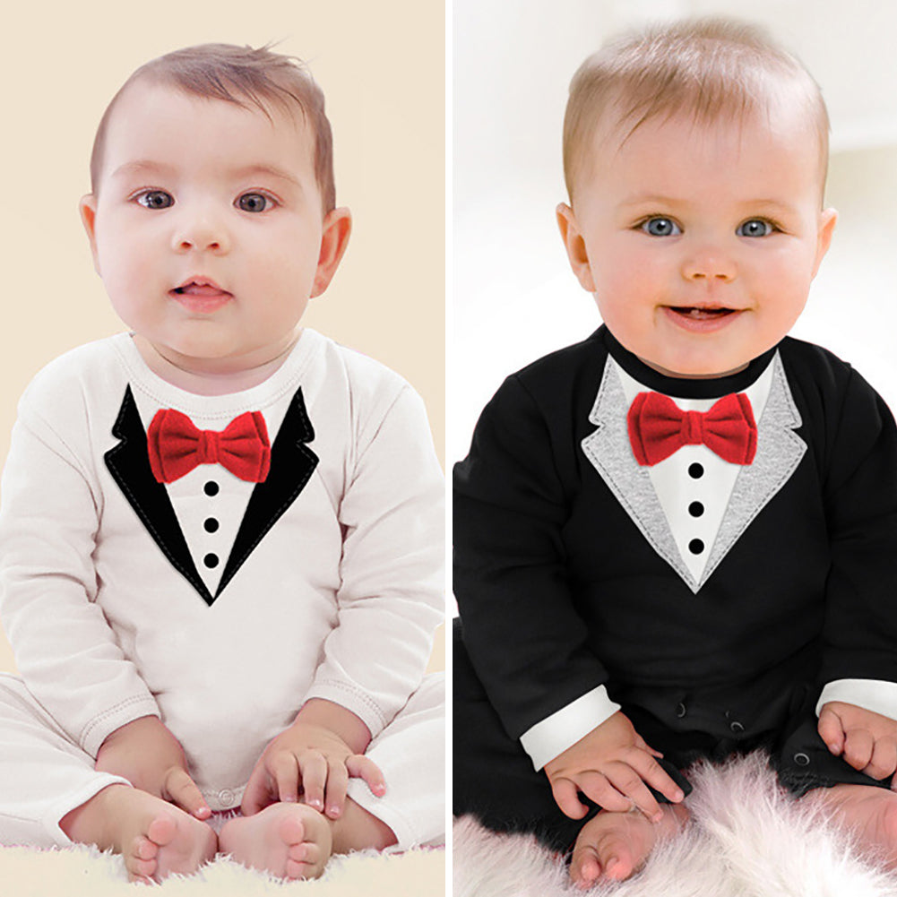 Winter Autumn Suit Bowtie Infants Baby Boy One-Piece Romper Toddler Jumpsuits