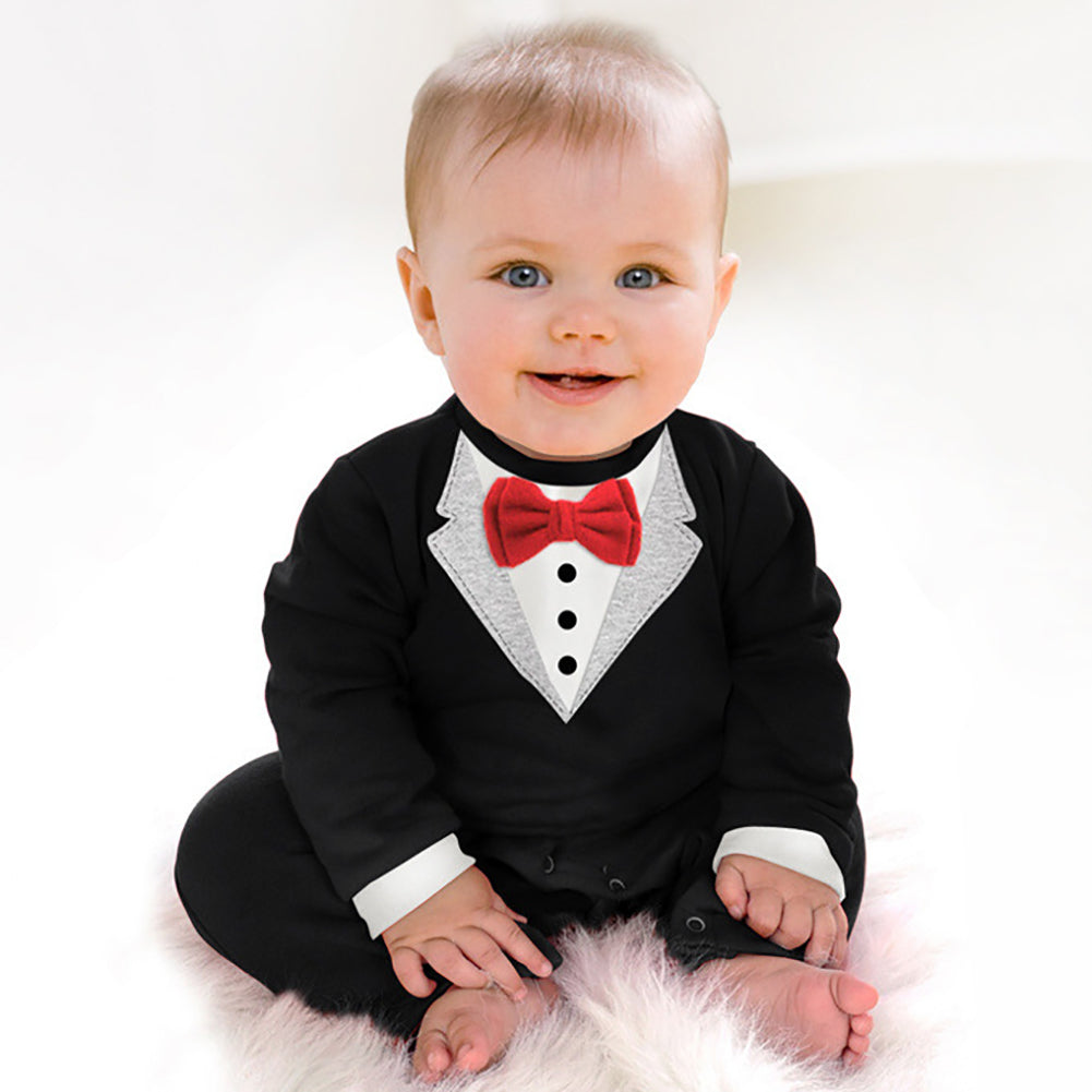 Winter Autumn Suit Bowtie Infants Baby Boy One-Piece Romper Toddler Jumpsuits
