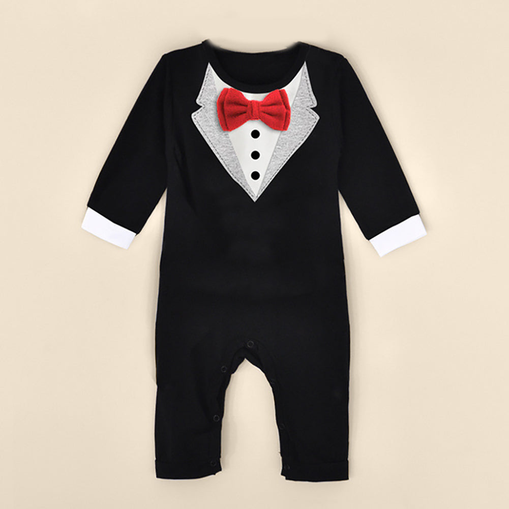 Winter Autumn Suit Bowtie Infants Baby Boy One-Piece Romper Toddler Jumpsuits
