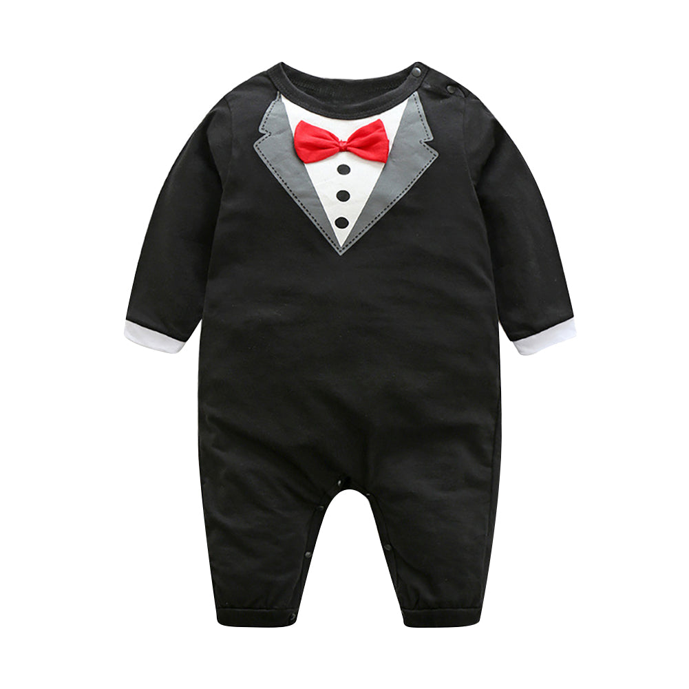 Winter Autumn Suit Bowtie Infants Baby Boy One-Piece Romper Toddler Jumpsuits