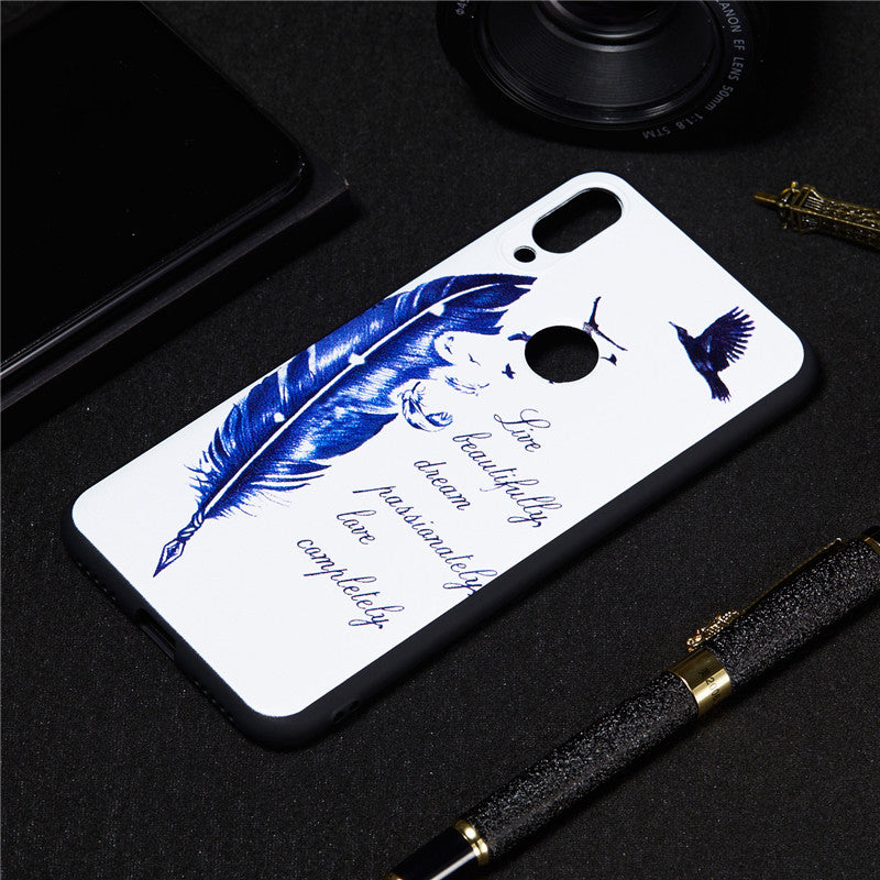For Xiaomi Mi Play Case Back Cover Soft TPU Matte Painting Owl Feather formula Color dog Boxing Cat Easy bear