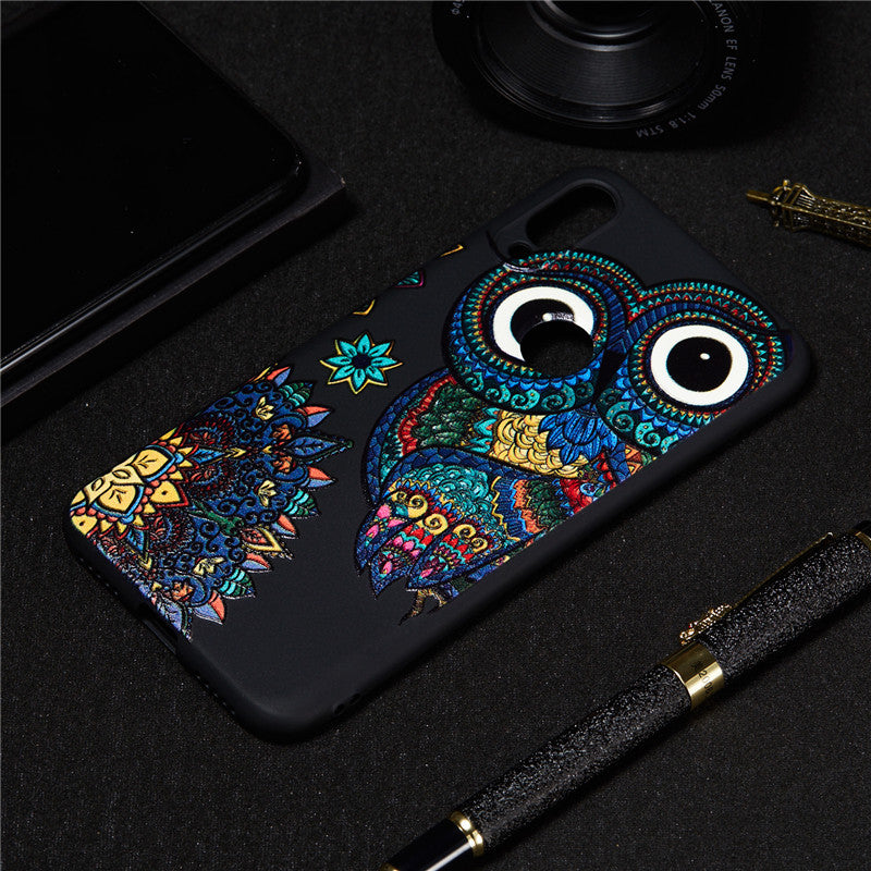 For Xiaomi Mi Play Case Back Cover Soft TPU Matte Painting Owl Feather formula Color dog Boxing Cat Easy bear
