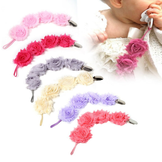 Toddler Baby Lace Pacifier Chain Infant Rose Flower Soother Clip Teether Holder