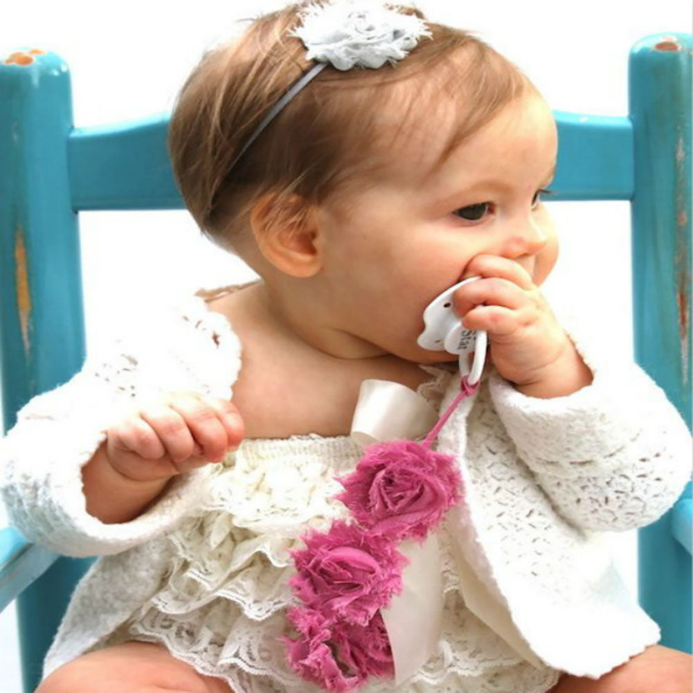 Toddler Baby Lace Pacifier Chain Infant Rose Flower Soother Clip Teether Holder