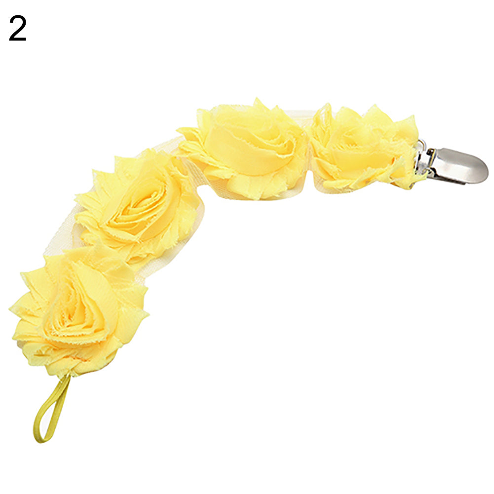 Toddler Baby Lace Pacifier Chain Infant Rose Flower Soother Clip Teether Holder