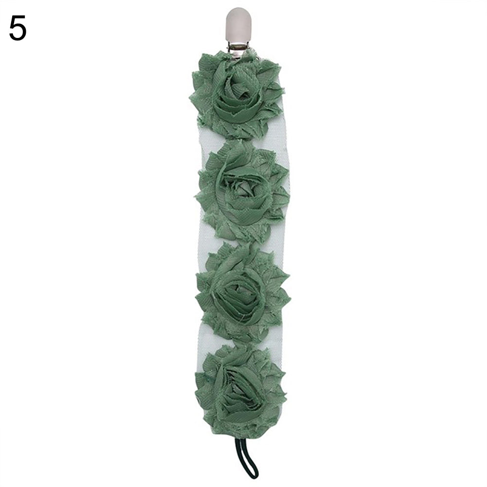 Toddler Baby Lace Pacifier Chain Infant Rose Flower Soother Clip Teether Holder