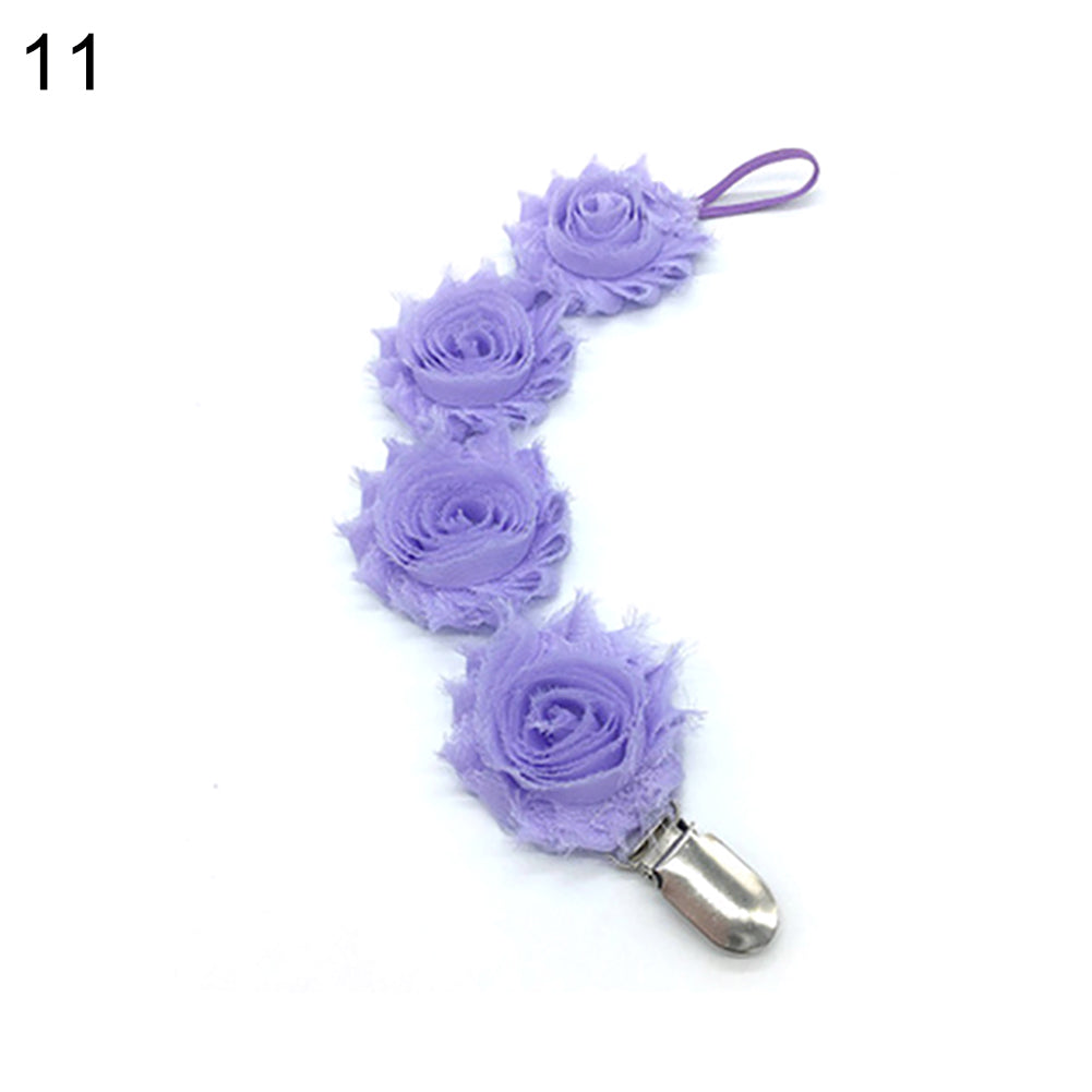 Toddler Baby Lace Pacifier Chain Infant Rose Flower Soother Clip Teether Holder