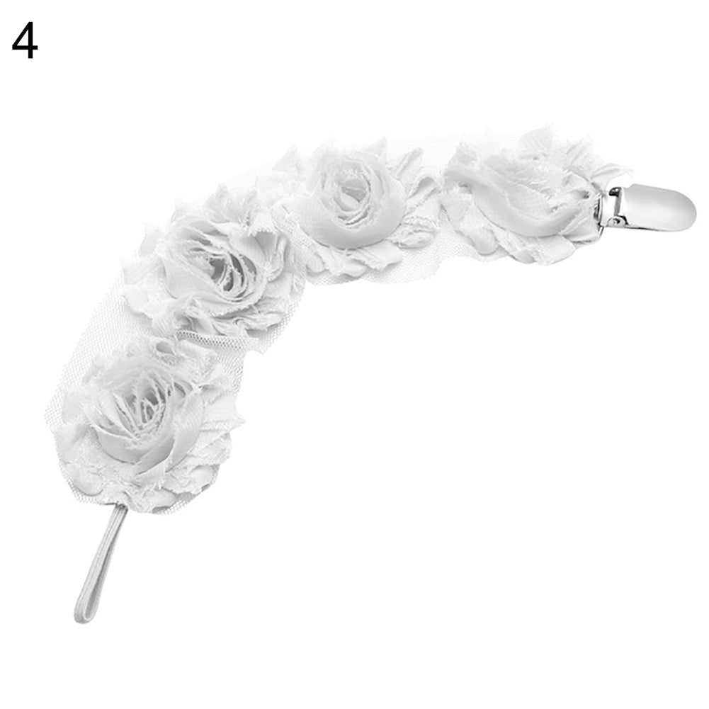Toddler Baby Lace Pacifier Chain Infant Rose Flower Soother Clip Teether Holder