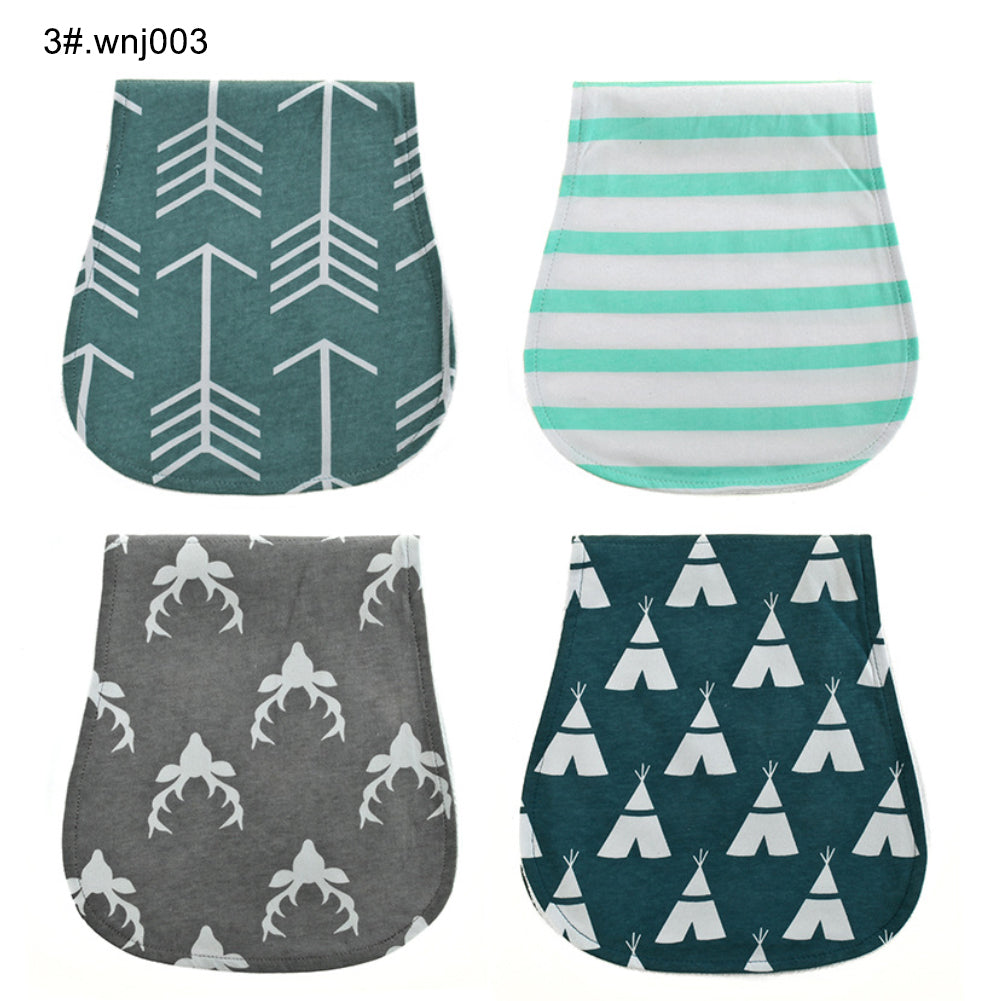 4Pcs/Set Triple Layer Toddler Baby Feeding Towel Soft Cotton Burp Cloth Bib
