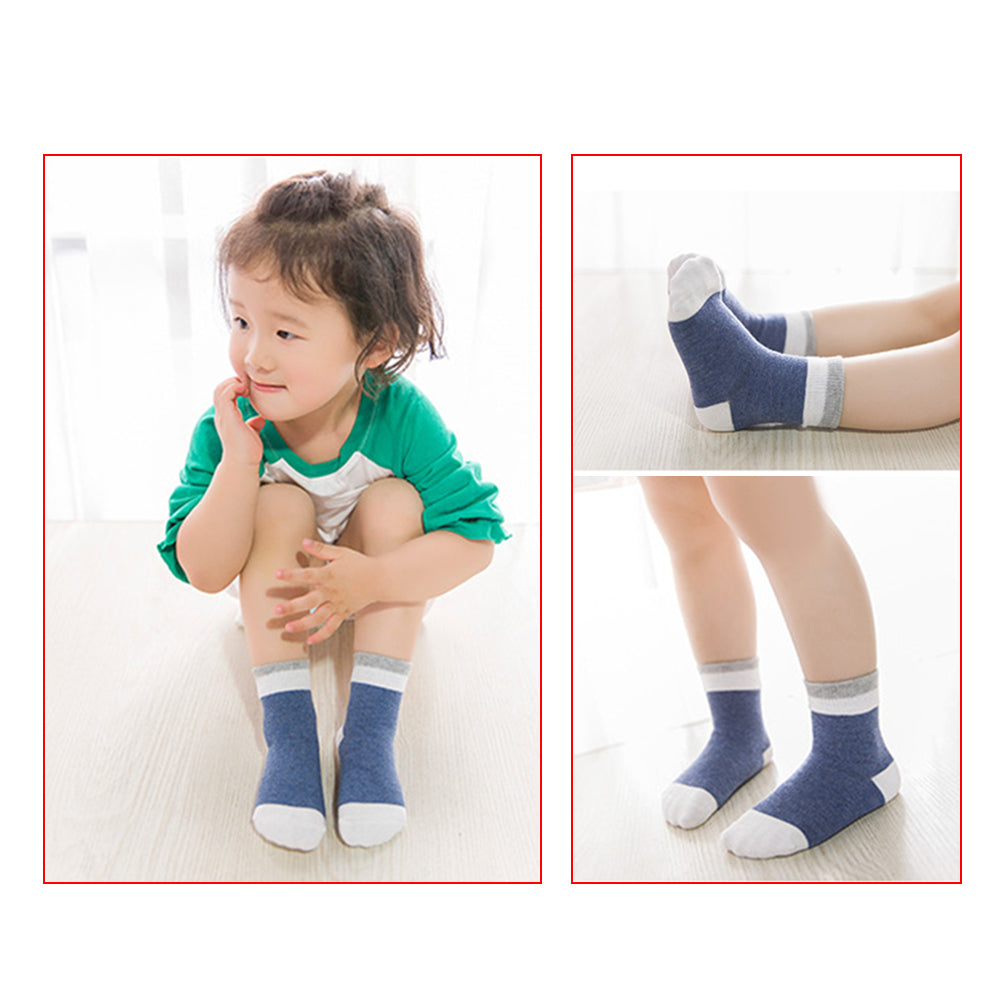 5 Pairs Toddler Baby Boy Girl Breathable Soft Cotton Anti-slip Striped Socks