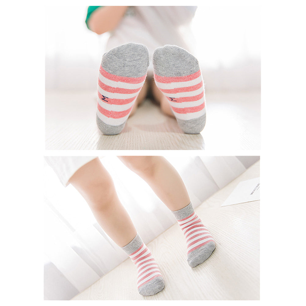 5 Pairs Toddler Baby Boy Girl Breathable Soft Cotton Anti-slip Striped Socks