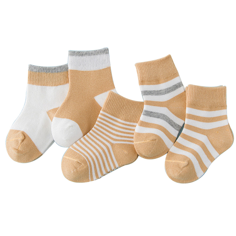 5 Pairs Toddler Baby Boy Girl Breathable Soft Cotton Anti-slip Striped Socks
