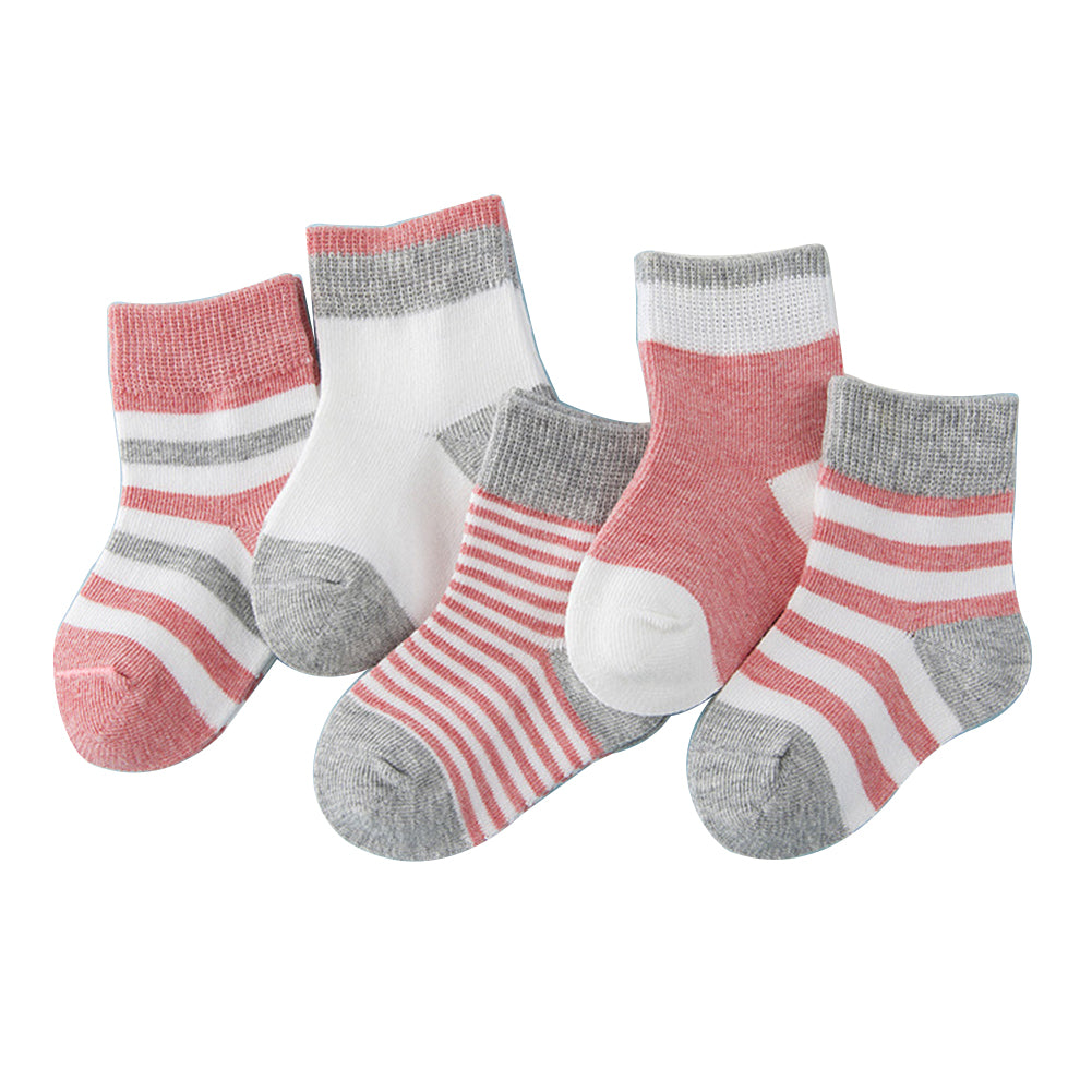 5 Pairs Toddler Baby Boy Girl Breathable Soft Cotton Anti-slip Striped Socks