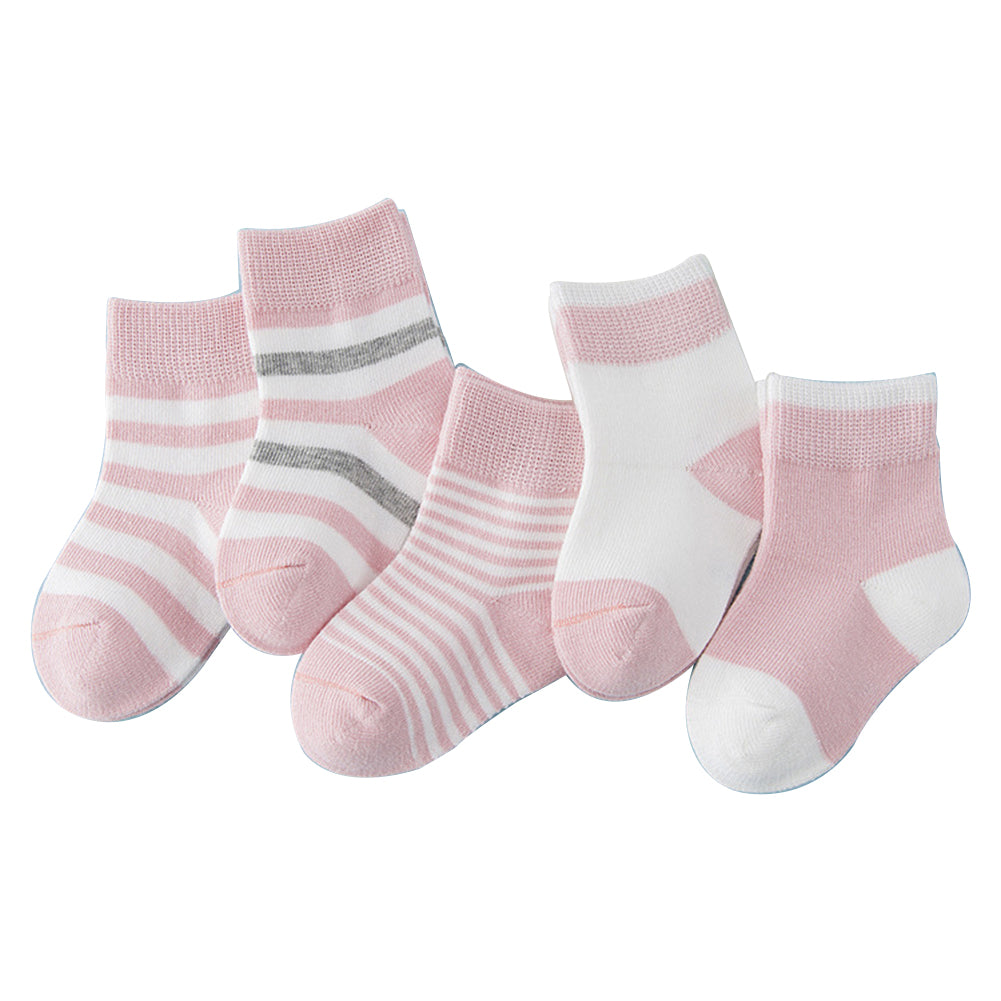 5 Pairs Toddler Baby Boy Girl Breathable Soft Cotton Anti-slip Striped Socks