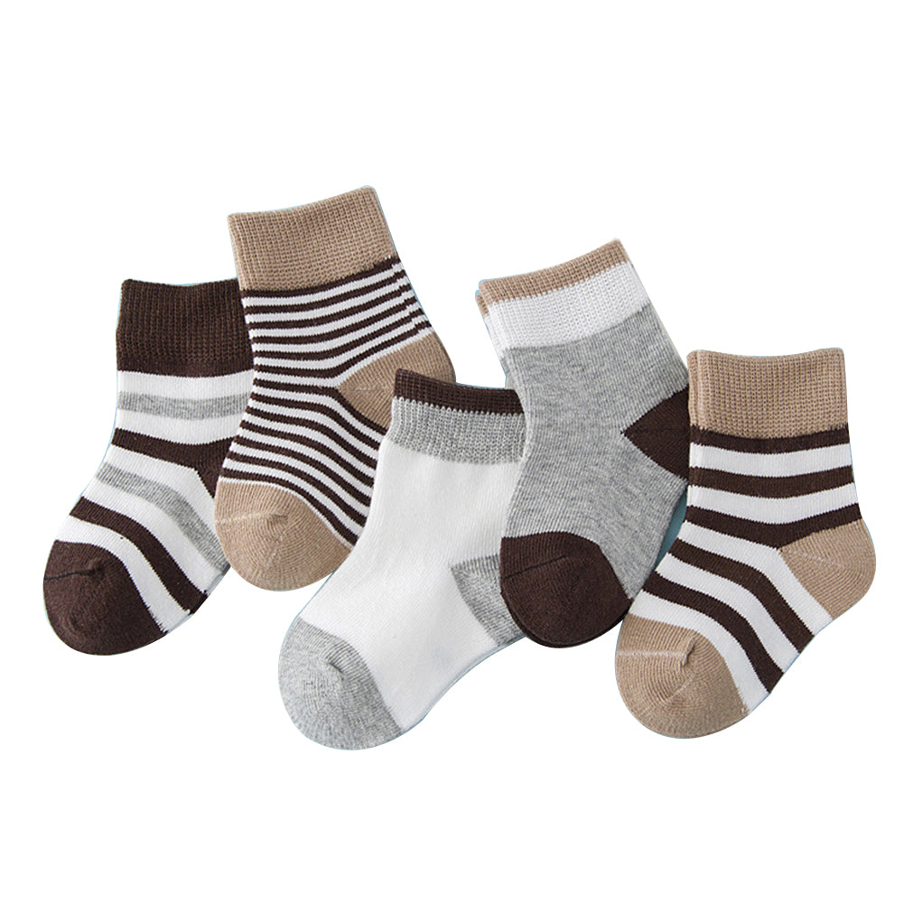 5 Pairs Toddler Baby Boy Girl Breathable Soft Cotton Anti-slip Striped Socks