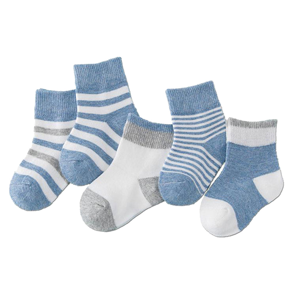 5 Pairs Toddler Baby Boy Girl Breathable Soft Cotton Anti-slip Striped Socks