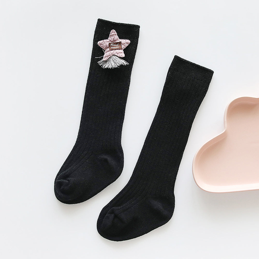 Kids Girls Cute Rabbit Flower Elastic Stockings Below Knee Cotton Long Socks
