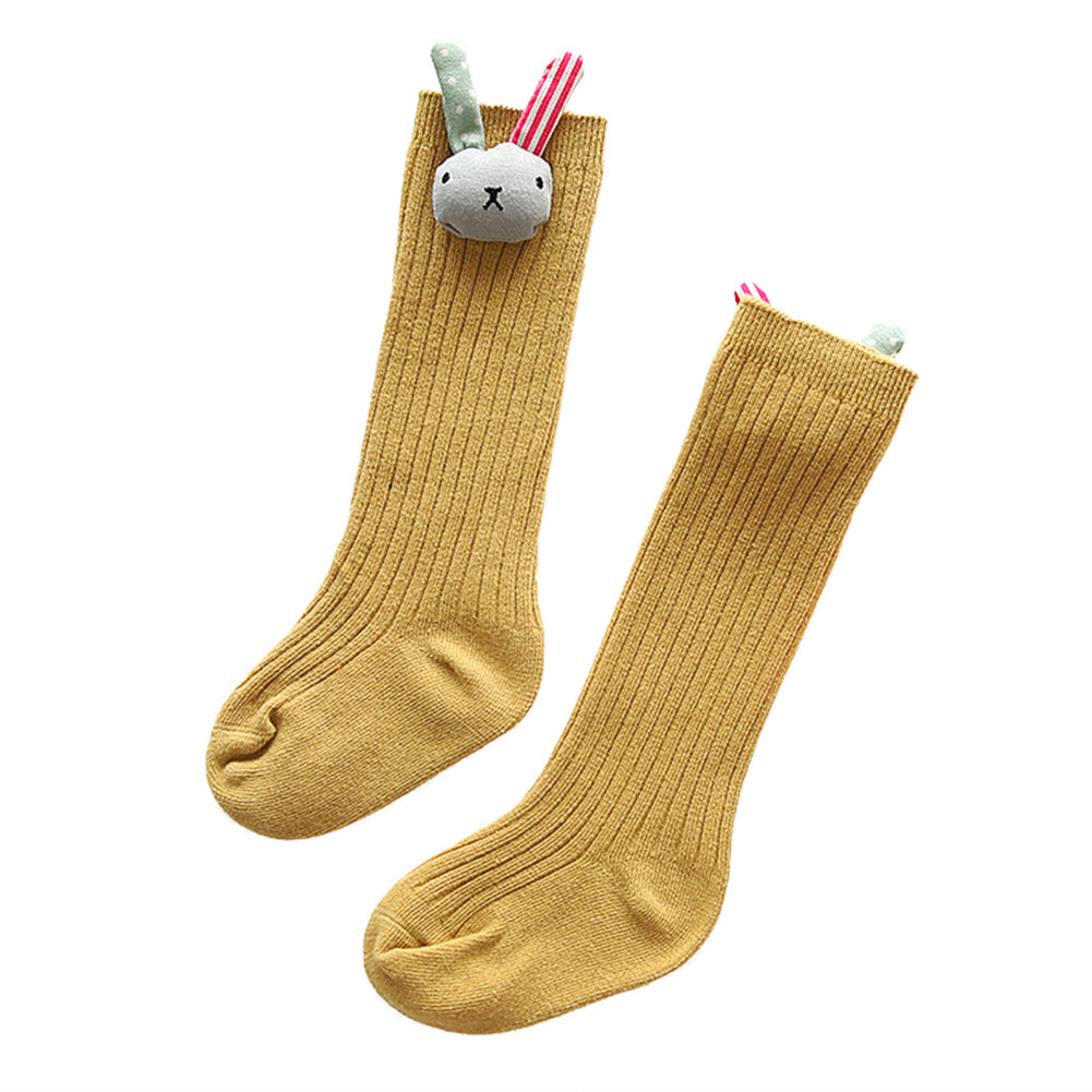 Kids Girls Cute Rabbit Flower Elastic Stockings Below Knee Cotton Long Socks