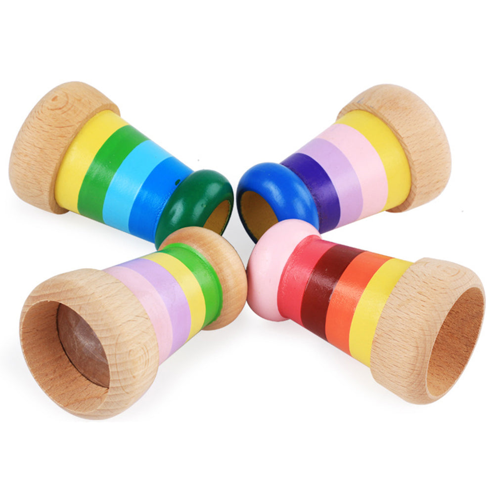 Rainbow Magical Wooden Mini Kaleidoscope Effect Polygon Prism Children Toy
