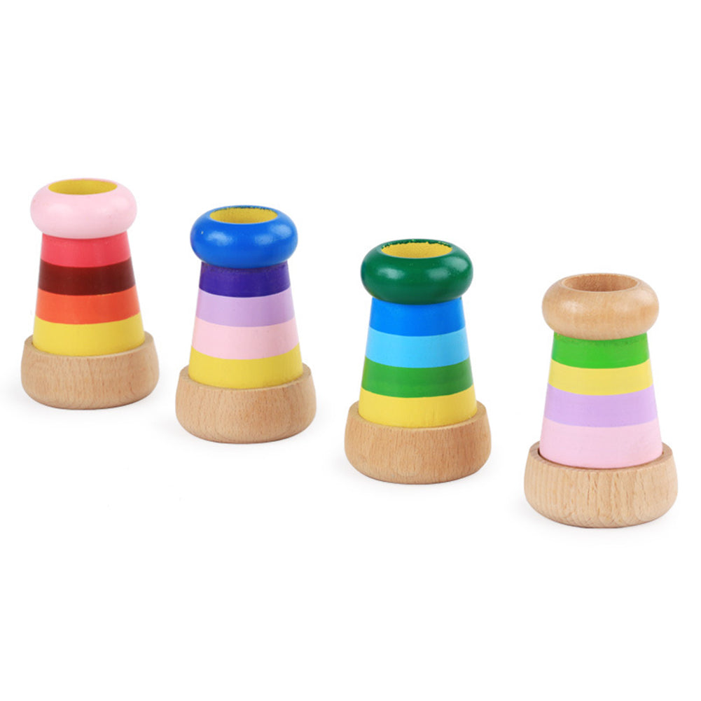 Rainbow Magical Wooden Mini Kaleidoscope Effect Polygon Prism Children Toy