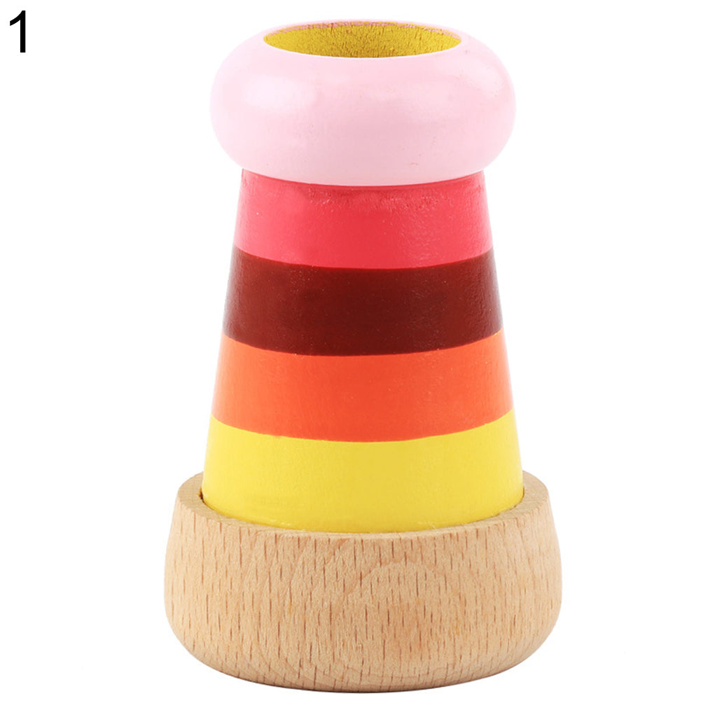 Rainbow Magical Wooden Mini Kaleidoscope Effect Polygon Prism Children Toy