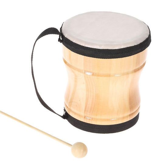 Baby Kids Wood Hand Drum Musical Toy Percussion Instrument with Stick Strap