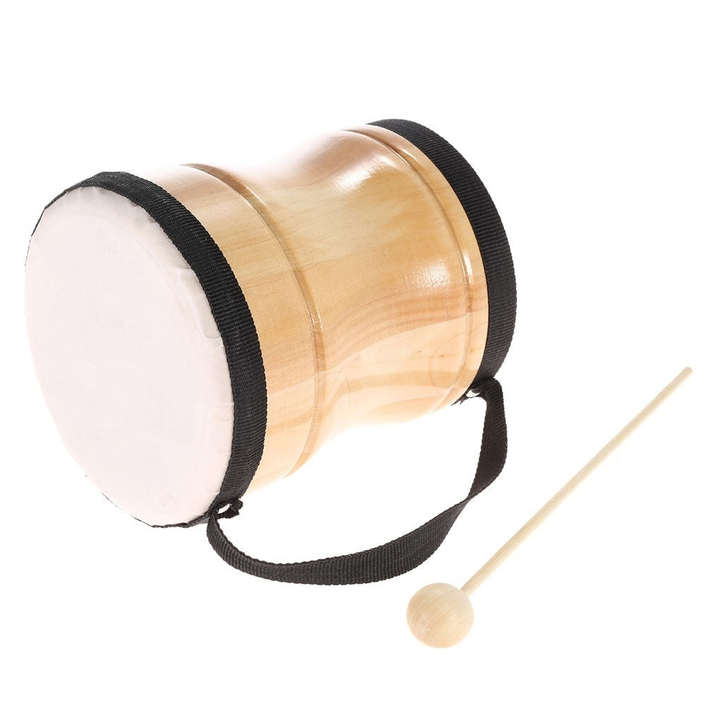 Baby Kids Wood Hand Drum Musical Toy Percussion Instrument with Stick Strap