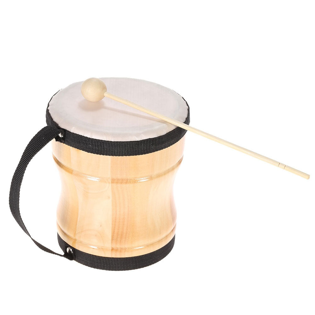 Baby Kids Wood Hand Drum Musical Toy Percussion Instrument with Stick Strap