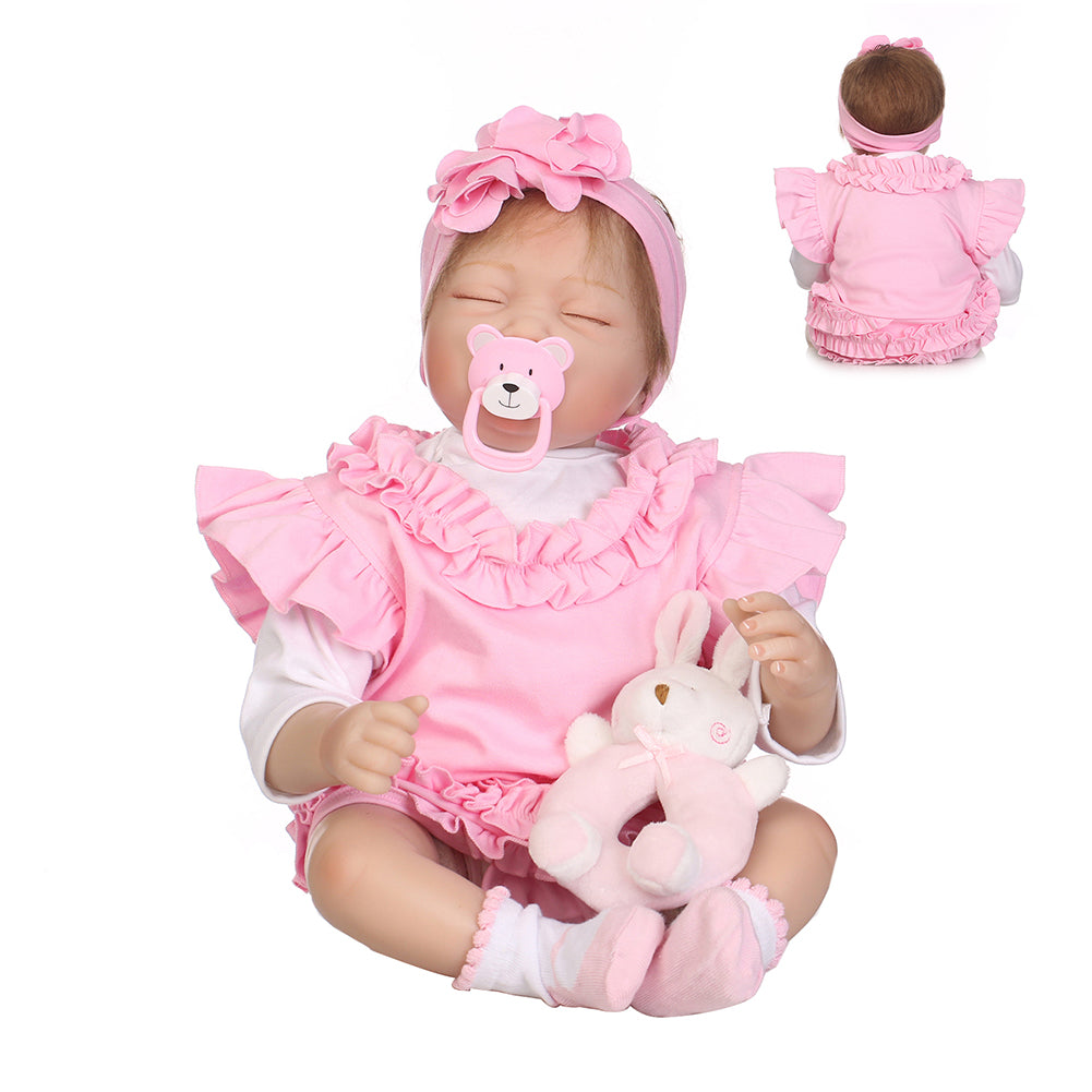 55cm Sleeping Girl Reborn Baby Soft Vinyl Silicone Doll Children Accompany Toy
