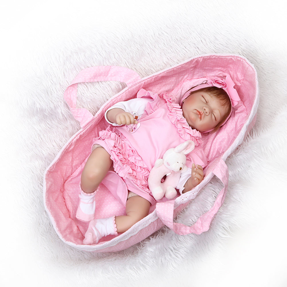 55cm Sleeping Girl Reborn Baby Soft Vinyl Silicone Doll Children Accompany Toy
