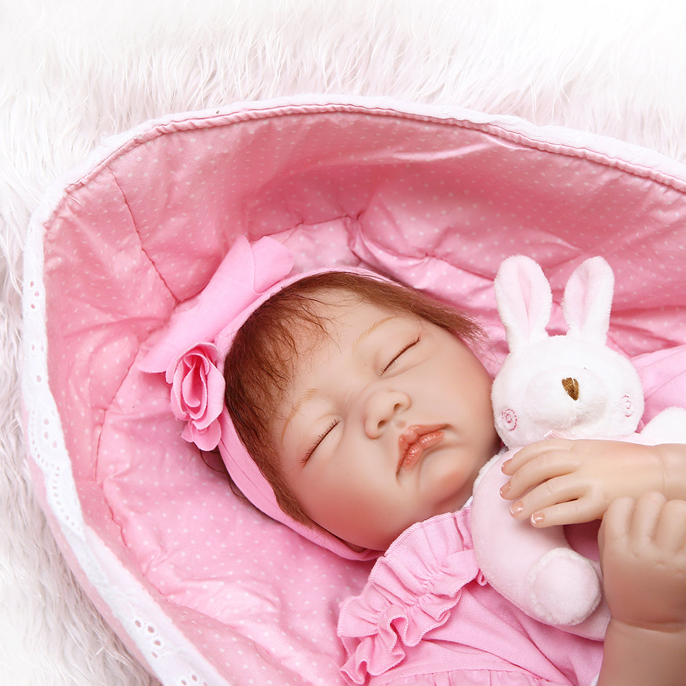 55cm Sleeping Girl Reborn Baby Soft Vinyl Silicone Doll Children Accompany Toy